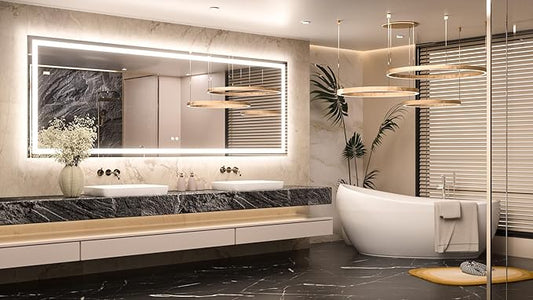 Keonjinn LED Bathroom Mirror 84 β x 32 β with Frontlit & Backlit, Lighted Mirror for Bathroom Wall with Dimmable 3-Color Lights, Large Anti-Fog Mirror, HD Tempered Glass, UL-Listed LED Driver