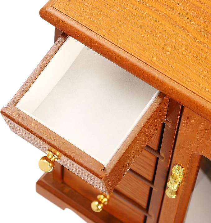 Vintage Wood Jewelry Box with 5 Drawers, Desktop Jewelry Organizer with Glass Door & Mirror, Necklace Ring Storage Display Case Built-in Necklace Carousel, Brown (Light Brown, 5 Drawers)