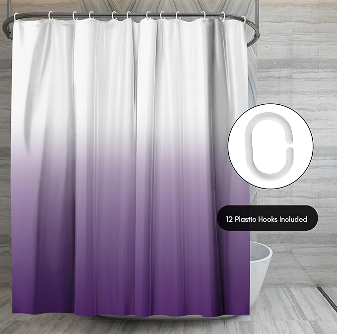 Americanflat 71x74 Purple Ombre Shower Curtain - Water-Resistant Long Shower Curtain with Durable Grommets and 12 Hooks - 100% Polyester