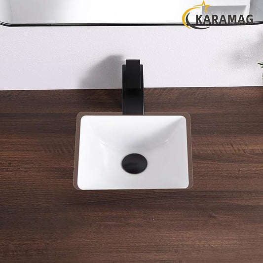 12 Inch Small Undermount Bathroom Sink Rectangle Undermount Sink White Ceramic Under Counter Bathroom Sinks with Overflow (12.0"x10.6")
