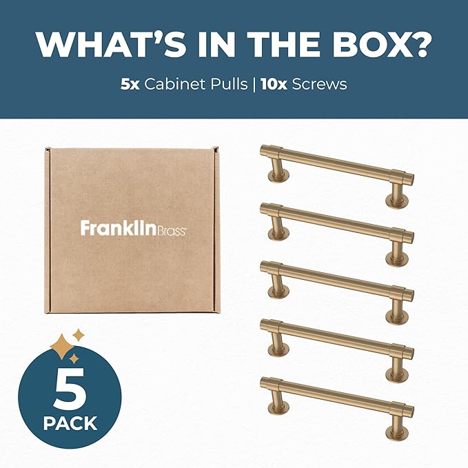 Franklin Brass Francisco (5-Pack) Cabinet Handles 4" Hole Center Pulls | Champagne Bronze Hardware Kitchen Door, Drawers, Dressers, Furniture P29617Z-CZ-B1