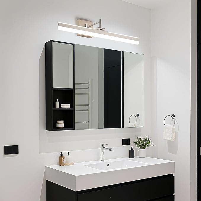 Modern LED Vanity Light Fixture,Brushed Nickel 23.6‘’ 5CCT DimmableAdjustable & Rotatable Bathroom Light Fixture Above Mirror, Wall Sconce