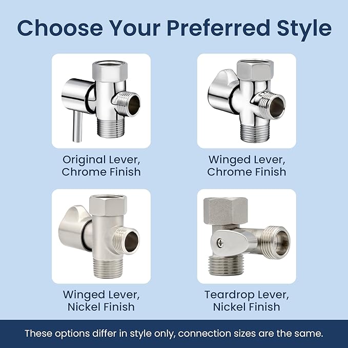 LUXE Bidet 7/8" x 7/8" x 1/2" Shut-Off Valve T-Adapter for Bidets, Compatible with NEO Series Bidet Attachments (Winged, Chrome Finish)