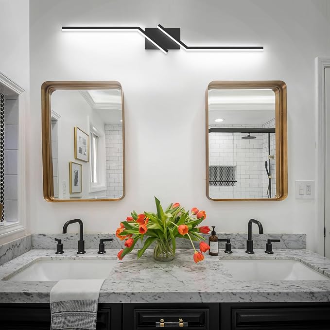 40 inch Black Bathroom Vanity Light Modern Vanity Lighting Dimmable LED Lights for Bathroom 6000K Cool White