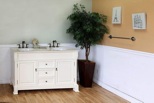 205060-D-CR 60-Inch Double Sink Vanity, Wood, Cream White