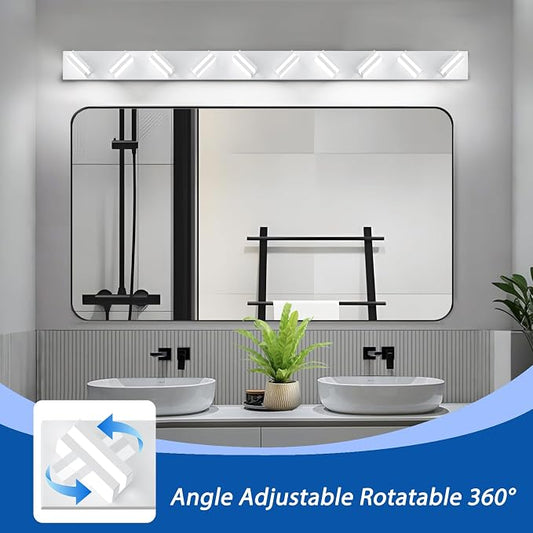 IZORRO LED Modern Bathroom Lights Fixtures(10-Light,Dimmable),Matte White Acrylic Wall Lighting,Vanity Lights for Bathroom Over Mirror - 6000k 53.5In (No Assembly Required)