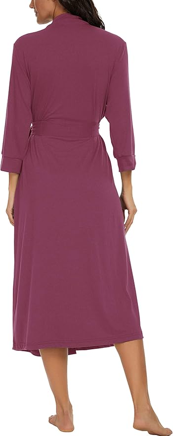 VINTATRE Women Kimono Robes Long Knit Bathrobe Lightweight Soft Knit Sleepwear V-neck Casual Ladies Loungewear
