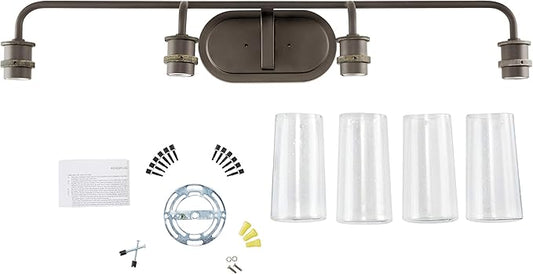 Kichler Braelyn 44" 4 Light Vanity Light with Clear Seeded Glass Olde Bronze®