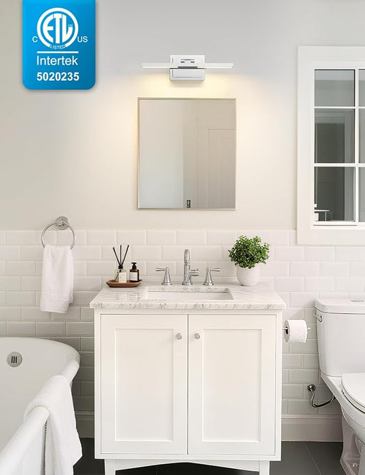 15.7 Inch Modern Bathroom Light Fixture, 20W 5CCT Dimmable LED Chrome Bathroom Vanity Lights Over Mirror, Vanity Lights for Bathrooms Restroom Mirror- ETL Certified