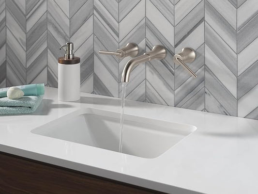 Delta Trinsic Wall Mount Bathroom Faucet 3 Hole, Brushed Nickel Bathroom Sink Faucet for Wall, Stainless T3554LF-SSLHP-WL (Valve and Handles Not Included)