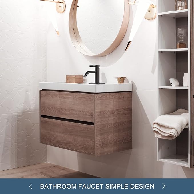 Black Bathroom Faucet Single Hole Bathroom Sink Faucet Vanity Single Handle Matte Black Modern RV Faucet 1 Hole or 3 Hole Deck Plate,Water Supply Lines