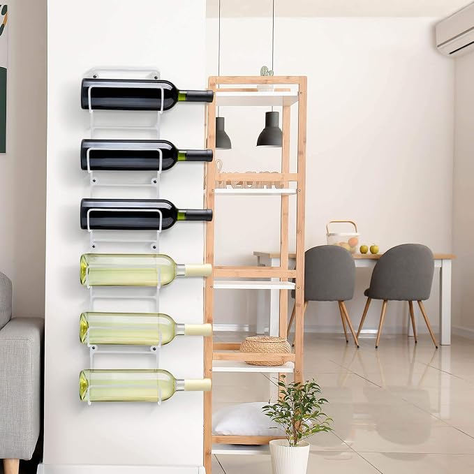 Sorbus Towel Rack Wall Mount – 6 Compartments of White Metal Towel Holder for Bathroom Decor Sets, Organizer for Linens, Gym, Rv, Door, Cabinet - Wine Rack Wall Mounted for Kitchen, Bar, Wine Cellar