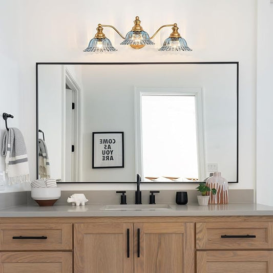 Brass Grey Blue 3 Light Vanity Light
