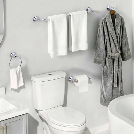 24-Inch Wall Mounted Towel Racks for Bathroom, 4-Piece Towel Bar Set | Rust-Resistant SUS 304 Stainless Steel, 4-Piece Towel Bar Set, Space-Saving Design, Easy Mount for Bath Towel Storage Home