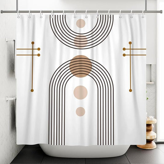 Mid Century Boho Shower Curtain Abstract Arch Sun Rainbow Modern Minimalist Geometric Aesthetic Shower Curtains for Polyester Fabric Bathroom Decorations 72x78 inch