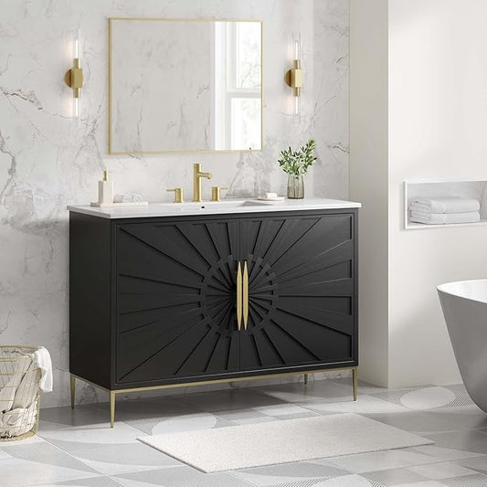 Modway Awaken Bathroom Vanity Cabinet, 48", White Black