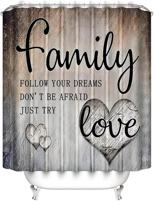 AZHM Inspirational Motivational Shower Curtain Set for Bathroom 4 Pcs Black Bathroom Accessory Decor Sets with Shower Curtain and Rugs
