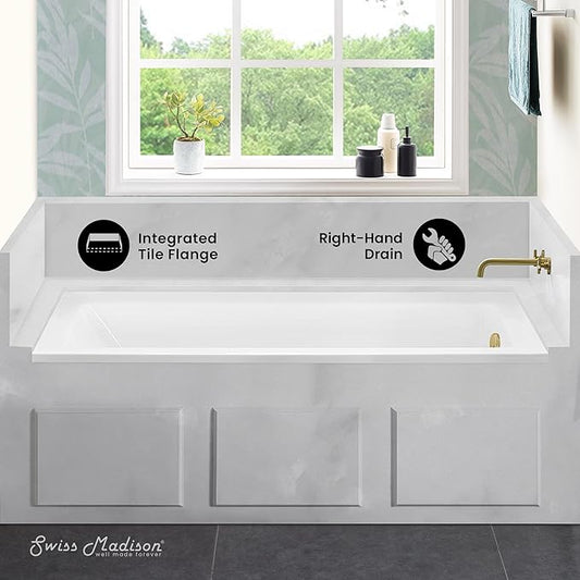 Swiss Madison Voltaire 60" x 30" Right-Hand Drain Alcove Bathtub