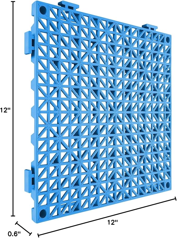 VEVOR Interlocking Tile 50PCS Blue, Drainage Tiles 12" x 12" Splicing, Soft PVC Interlocking Drainage Floor Tiles, Non-Slip Drainage Holes for Restroom, Bathroom, Kitchen, Pool, Wet Areas