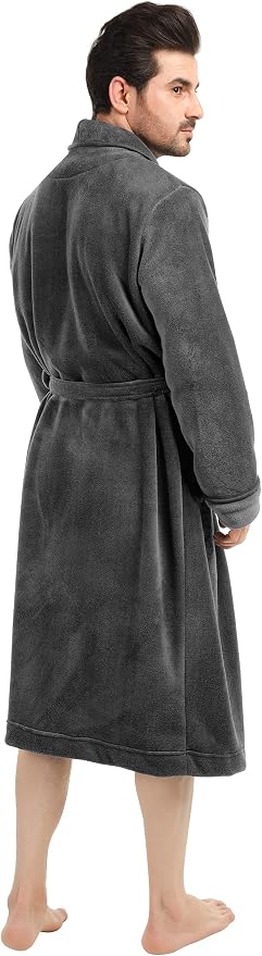 NY Threads Luxury Ultra Soft Mens Robe Plush Fleece Long Bathrobe