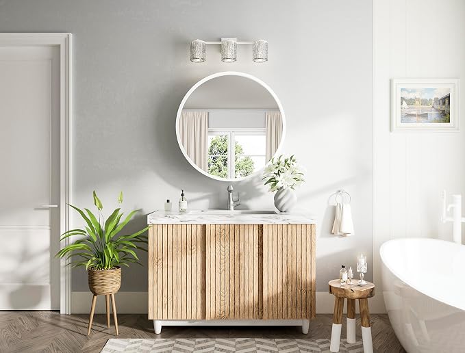 Keonjinn 24 Inch White Round Medicine Cabinet with Mirror, Rust Resistance | Circular Surface Mount Medicine Cabinets for Bathroom, Shatter-proof, Smooth Piano Hinge, Metal Frame, Magnetic Door Bumper