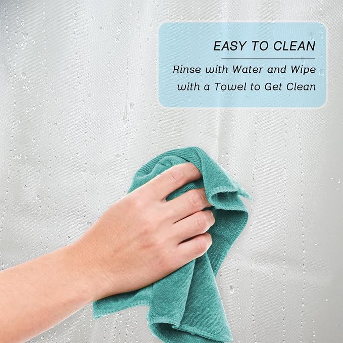 108 inch Long Frosted Shower Curtain, Super Extra-Long 9ft Shower Curtain Liners, PEVA Waterproof Patio Curtain Set with 3 Magnets 72x108”, 12 Pack Stainless Steel Hooks Included | Plastic PEVA Vinyl Waterproof Patio Curtain Set with 3 Magnets, 12 Pack...