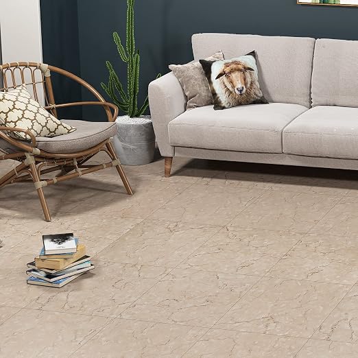 Livelynine 32-Pack Floor Tiles Peel and Stick waterproof Vinyl Flooring Sheet Removable Flooring for Renters Bathroom Laminate Flooring Stick on Linoleum Flooring Tiles Retro Covering Beige 12X12 Inch