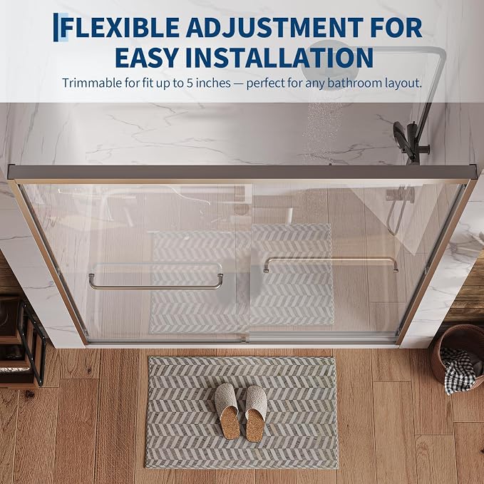 Garvee 56-60"W x 72"H Sliding Shower Door 1/4" Tempered Glass Double Bypass Enclosure with Trimmable Width and Easy Clean Nano Coating Matte Silver