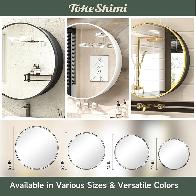 24 Inch Round Bathroom Medicine Cabinet with Mirror Surface Mount Only Circular Gold Framed Farmhouse Medicine Cabinets for Wall Small Circle Mirrored Bath Cabinet with Vanity Mirror