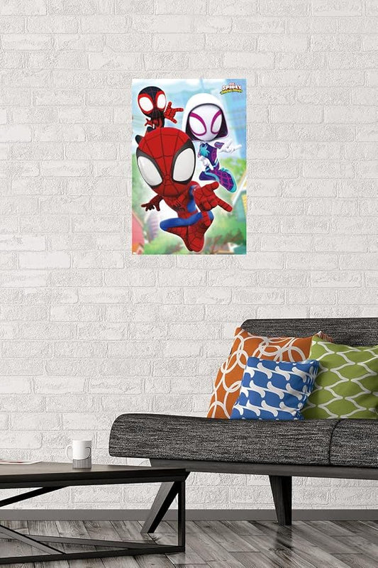 Trends International Marvel Spidey and His Amazing Friends - Webs Wall Poster, 14.72" x 22.37", Premium Poster & Mount Bundle