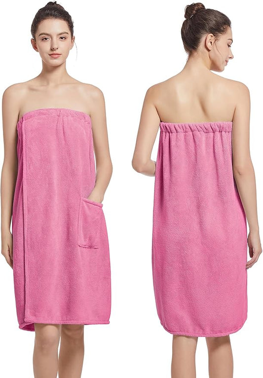 Women'S Soft Wrap Towel Full Length,Bath Robe After Shower Female Plush Long,Spa Bathrobes Lightweight With Pockets