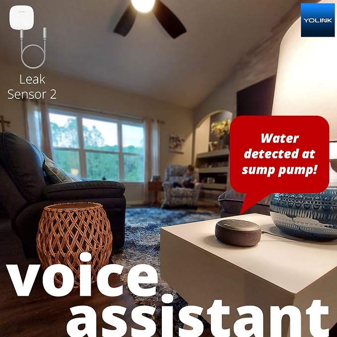 YoLink Water Leak Sensor 2, 1/4 Mile World's Longest Range Smart Home Water Leak Sensor, Water Leak Detector with Built-in Siren Up to 105dB, Compatible with Alexa and IFTTT - YoLink Hub Included