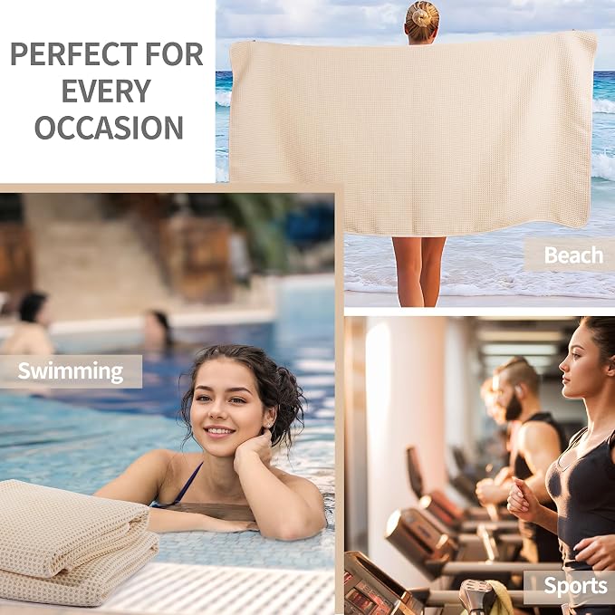 MICROFI New Microfiber Waffle Bath Towels, 2 Pieces, Oversized, Soft, Absorbent, Fast Drying, Lint Free 430 GSM (30''x60''/76cm x 152cm)