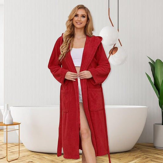 Hooded Bathrobes for Women, Soft Long Towel Robes for Women - Quick Dry yet Warm