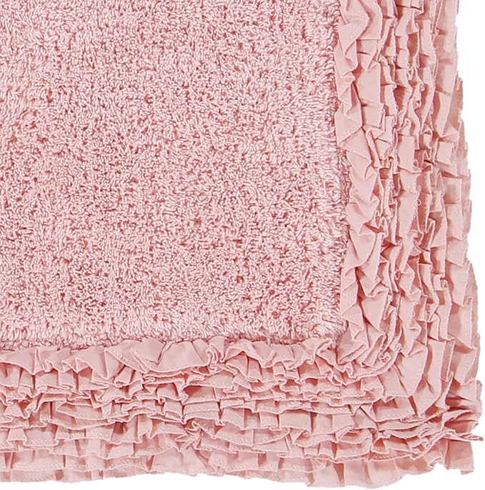 Better Trends Premium Bathroom 30” Round Mat 100% Cotton, Water Absorbent Non-Slip Backing, Machine Washable for Bathroom, Tub, and Shower Use, Pink Shaggy Border Collection