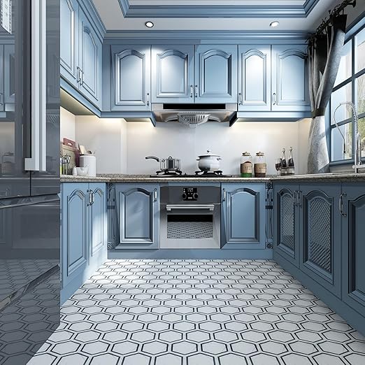 Art3d 30-Pack Hexagon Peel and Stick Vinyl Floor Tiles, White Marble | 11.8" x 10.2" Single Tile, Self Adhesive, Waterproof, Simple to Clean, Ideal for Kitchen, Bathroom, Living Room, Bedroom