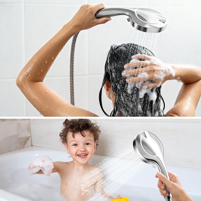 Filtered Shower Head with Handheld, 10 Modes High Pressure Detachable Showerhead with Filters, Showerheads Filter for Hard Water, Anti-Clog Silicone Nozzles, Removes Chlorine & Heavy Metals