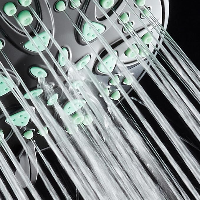 AquaDance Antimicrobial – Anti-Clog High-Pressure 6-Setting Shower Head with Microban Nozzle Protection from Growth of Mold, Mildew & Bacteria for Stronger Shower! 4" Coral Green