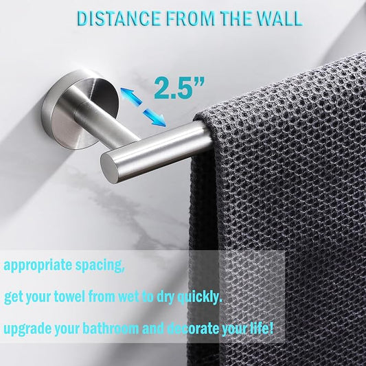 SEIDO Anti-Dropping Towel Bar with 9.6" Hanging Length, Stainless Steel Towel Bar for Bathroom Wall, Double Locking Design Hand Towel Holder, Brushed Nickel, 12 Inch, 2pc