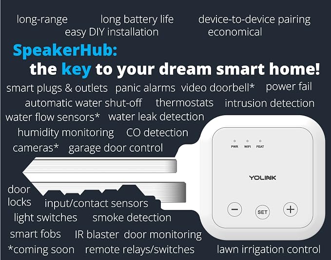 YoLink Water Leak Sensor 2, 1/4 Mile World's Longest Range Smart Home Water Leak Sensor, Water Leak Detector with Built-in Siren Up to 105dB, Compatible with Alexa and IFTTT - SpeakerHub Included