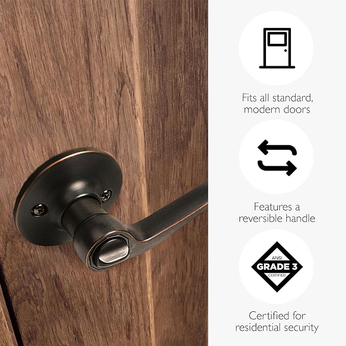Design House Scroll Privacy Door Lever, Oil Rubbed Bronze | Surface, Traditional, Brass, Hardware, 791632