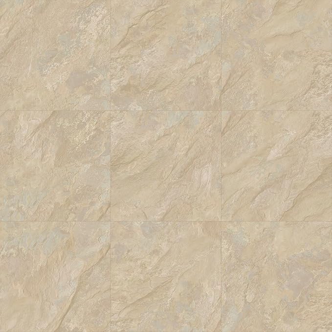 ATOPOSE Peel and Stick Vinyl Floor Tiles 10-Pack 12 x 12 inch, Self Adhesive Waterproof Flooring for Kitchen, Dining Room, Bedrooms, Cover 10 Sq.Ft, Beige Stone