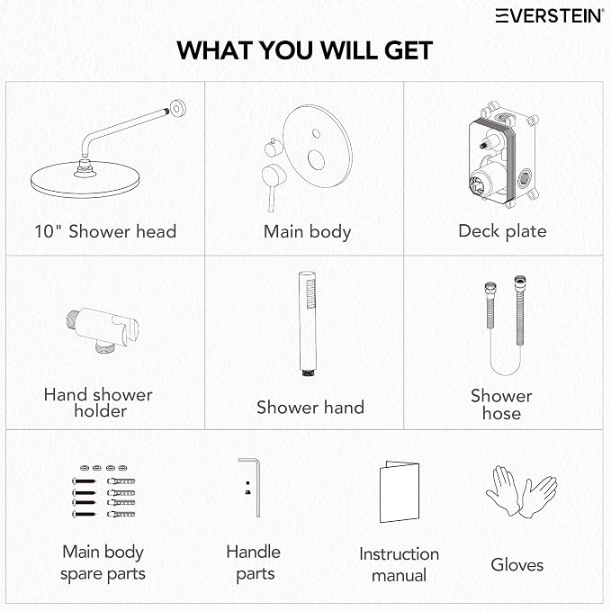 10" High-Pressure Rainfall Shower System with Handheld Spray, Wall Mount Bathroom Shower Faucet Set (Matte Black)