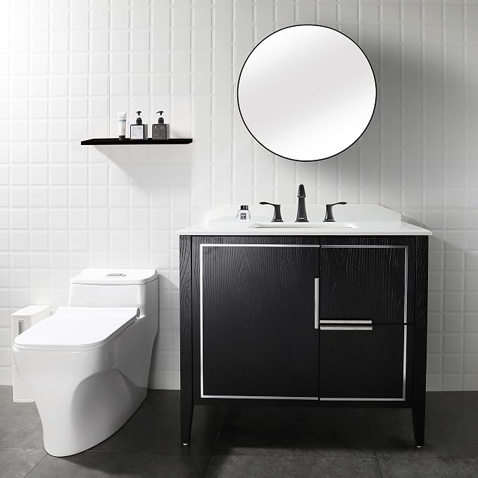 Bathroom Sink Faucet 8 Inch Widespread for Vanity, Matte Black | Mid Arc, 2 Handle Lead-Free Deck Mount Bathroom Faucet with Pop Up Drain Supply Lines, for 3 Hole Lavatory Utility Sink