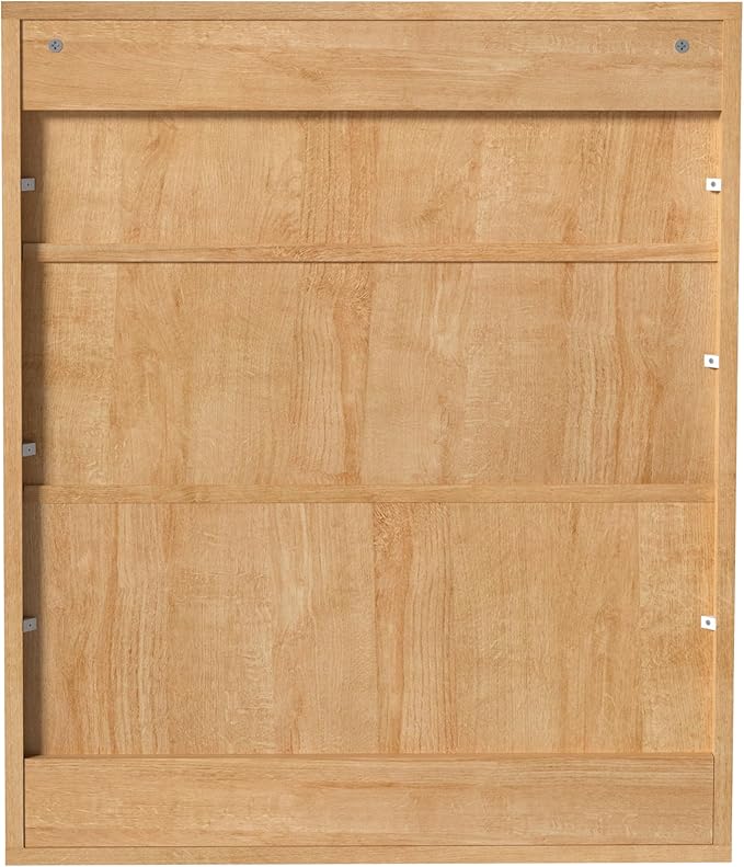 Fluted Bathroom Wall Cabinet Over the Toilet Storage,Wall Mounted Cabinet with Adjustable Shelf,Floating Cabinet Organizer Hanging Cabinet,Kitchen and Laundry Room Cabinets (Oak, 1 PC)
