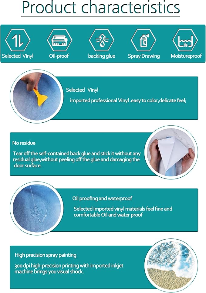 FLFK Stair Decals - Stair Stickers Decals Peel and Stick,Sunshine Ocean Beach Stair Risers Decals Self-Adhesive for Home Decor, 39.3" W x 7.08" H x 13Pcs
