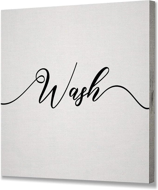 Renditions Gallery Simple Wash sign Bathroom Décor Gallery Wrapped Canvas Wall Art, 16x16,
