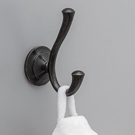 Delta Linden (1-Pack) Towel Hooks Venetian Bronze Double Bathroom J Hooks Wall Mounted for Robes & Towels Hand Towel Hook Holder Kitchen, Bathroom Accessories 79435-RB
