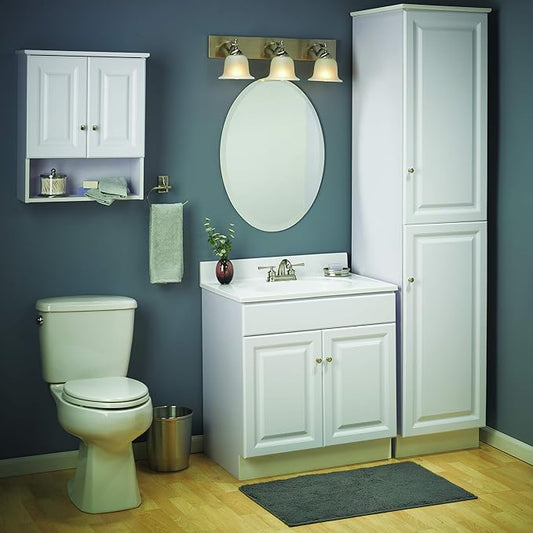 Design House Wyndham Bath Vanity Without Top, 2 Cabinet Doors, for 25-in. x 19-in. Vanity Top, Flush to Floor, Easy Assembly, for Bathroom, White, 18.0 in. L x 24.0 in. W x 31.5 in. H, 597120