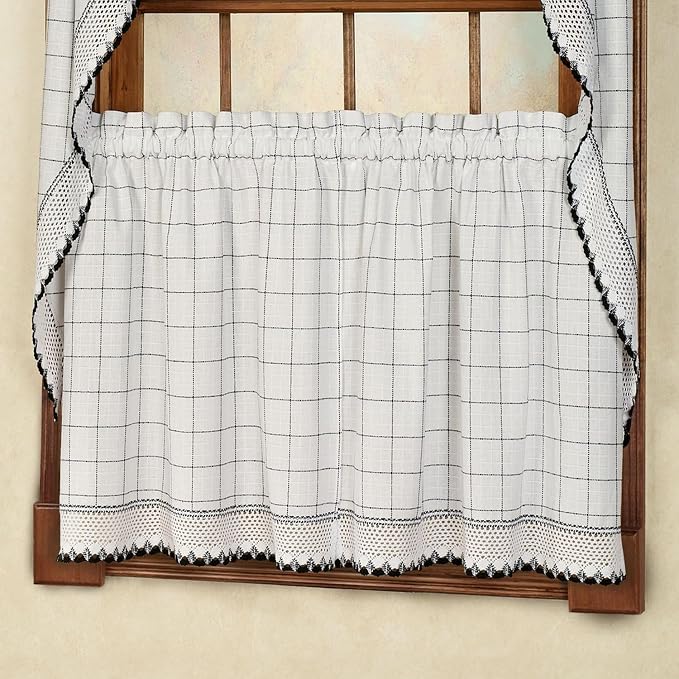 Kitchen Curtains for Windows 40+ Styles & Colors Swag, Valance, Tier Sets & Panels Cafe Curtains for Farmhouse, Rustic, Modern Décor, Adirondack Black, 36" Tier